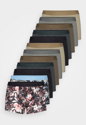 Paquet de 12 boxers de différentes couleurs unies et un motif floral. Doté de ceintures élastiques avec un marquage en relief.