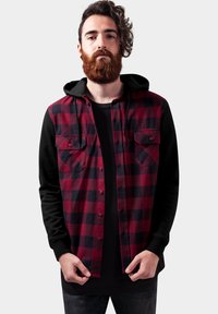 Urban Classics - CHECKED  - Mikina na zip - blk/burgundy/blk Miniatura obrázku 1