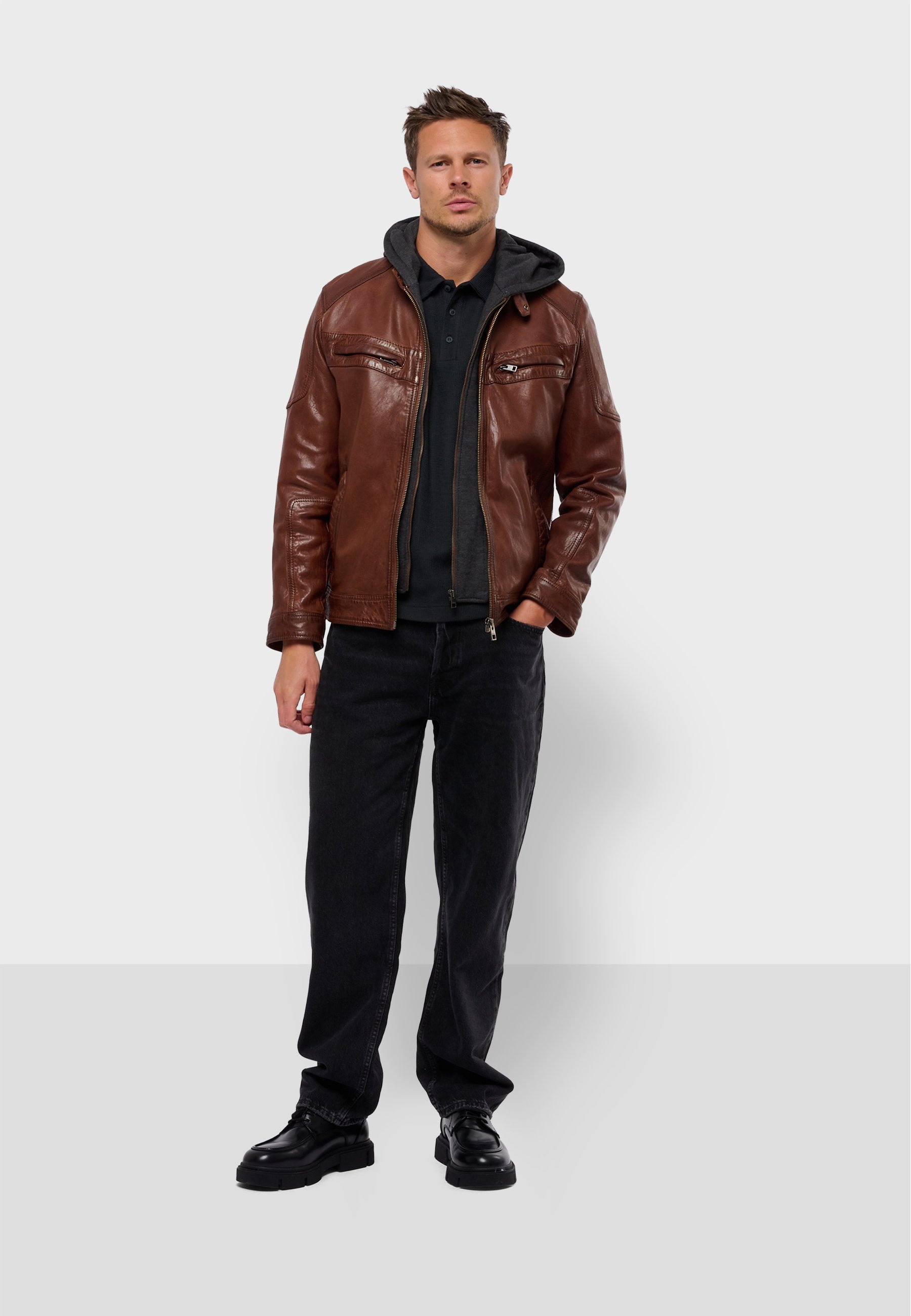 Oakwood - Kurtka skórzana/koniakowy - Zalando.pl