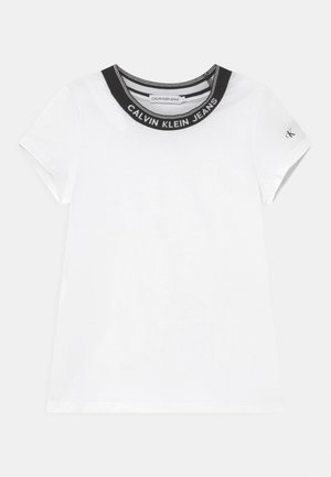 INTARSIA NECK LOGO - T-shirt con stampa - bright white