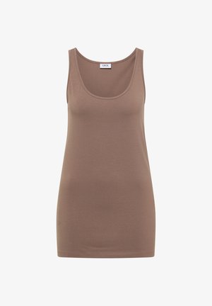 Cecil, Short-Sleeve Round-Neck Sweater with Stripes - Débardeur - cocoa taupe