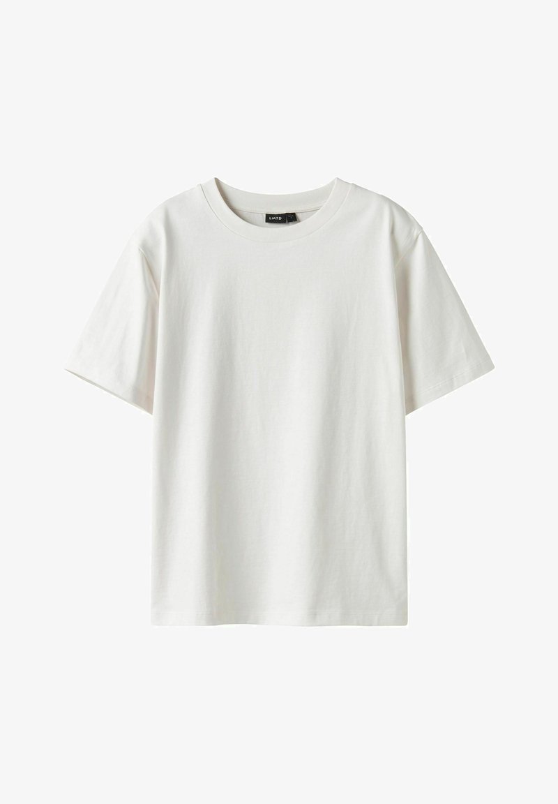 Hvit bomulls t-skjorte med korte ermer, rund hals, ensfarget og en avslappet passform. Stoffet ser glatt ut uten mønstre eller dekorasjoner.