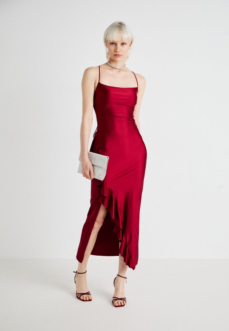 GRACE KARIN Maxi-jurk met bloemenprint voor dames, casual lange mouwen, Henley V-hals, elegante boho-bruiloftsgastjurken, S