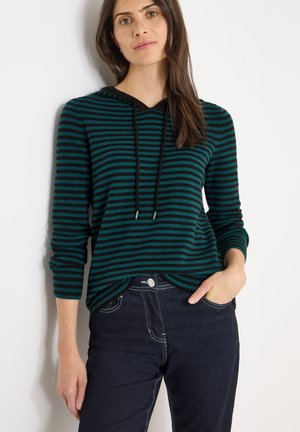 GESTREIFTER PULLOVER - Kapuzenpullover - grün