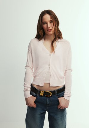 THE SET, REGULAR FIT - 2 PACK SHEER V-NECK  - Strickjacke - light blue light pink