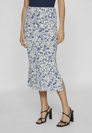VILA GEMUSTERTER - Jupe crayon - mazarine blue