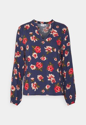 VILA Petite VIRIKKI V-NECK - Langærmet T-shirt - navy blazer