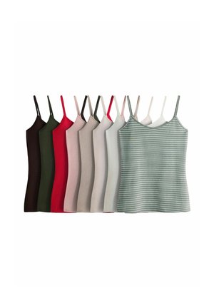 THE SET, REGULAR FIT - 8 PACK STRAPPY VEST TOPS - Top - khaki green pink red neutral brown stripe