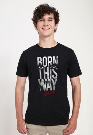 Henry Tiger, BORN THIS WAY TEXT MUSIC BY ROCK OFF - Print T-shirt - black