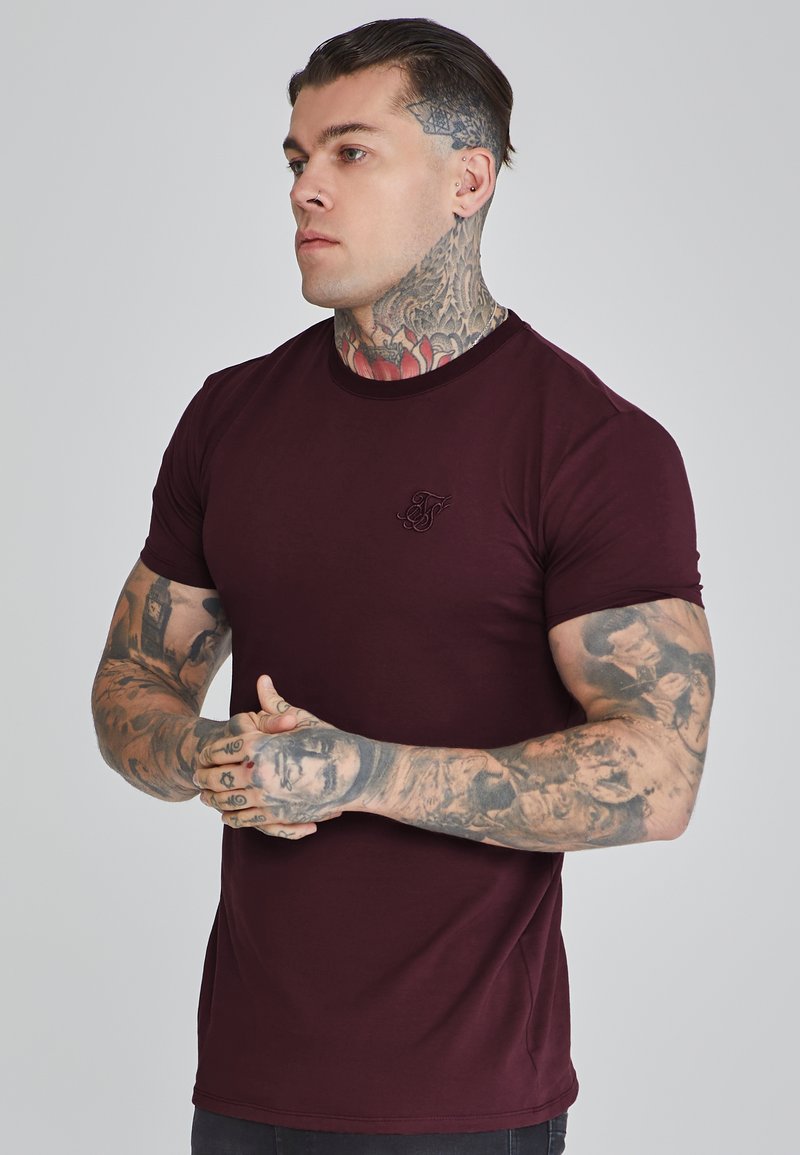 SIKSILK MUSCLE FIT - Basic póló - burgundy