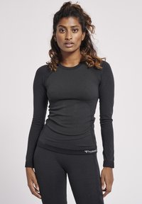 Hummel - SEAMLESS TIGHT  - Sport T-shirt - black melange Miniatuurafbeelding 1