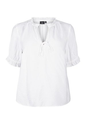 Zizzi KURZARM AUS  MIT RÜSCHENDETAILS - Blůza - bright white