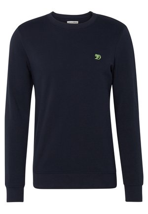 Marine sweatshirt gemaakt van een katoenmix, met lange mouwen, ribgebreide manchetten en zoom, met een klein groen logo op de linkerkant van de borst.