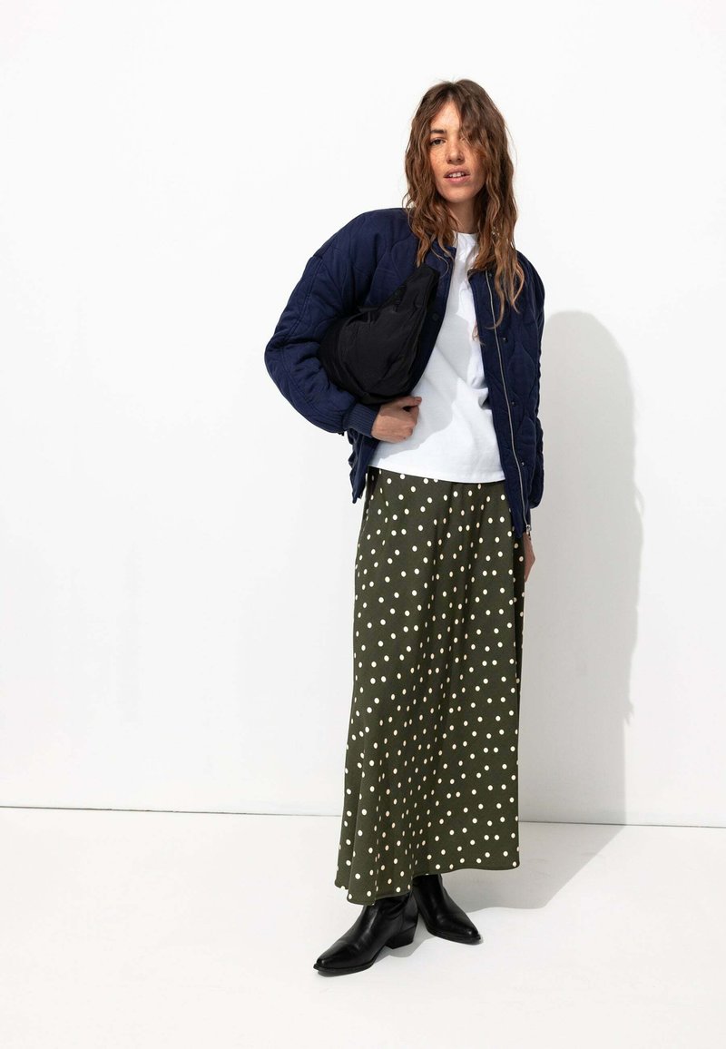 Jupe Longue PROMOD Taille 38 - Vert Olive, Style Militaire Avec Fente Dans Le Dos