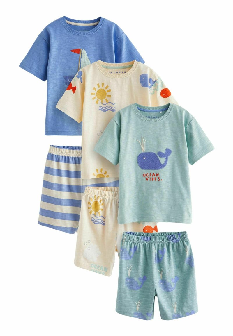 Next - 3 PACK  REGULAR FIT - Pyjama - blue cream green whale, Agrandir