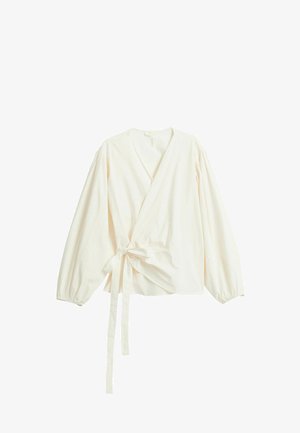 kay/day, WRAP BLOUSE WITH BALLOON SLEEVES - Bluse - white