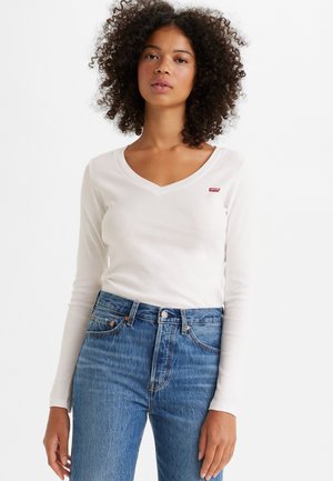 V NECK BABY TEE - Long sleeved top - white