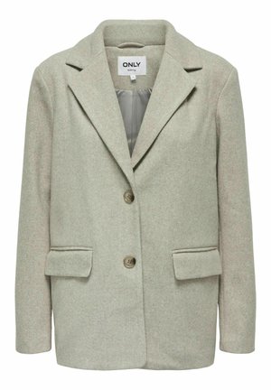 Vaaleanvihreä villasekoitebleiseri, jossa on viillotettu kaulus, kaksi etutaskua ja kaksinappikiinnitys. Sujuva sisäpinto, hienovarainen pinta.