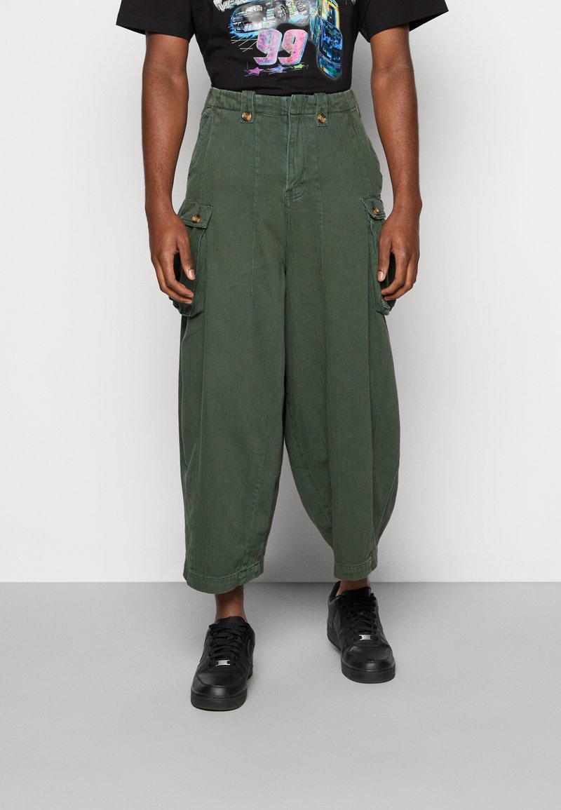 Jaded London ROSIN HERRINGBONE BALLOON PARACHUTE PANTS Cargo hlače forest green/tamnozeleno