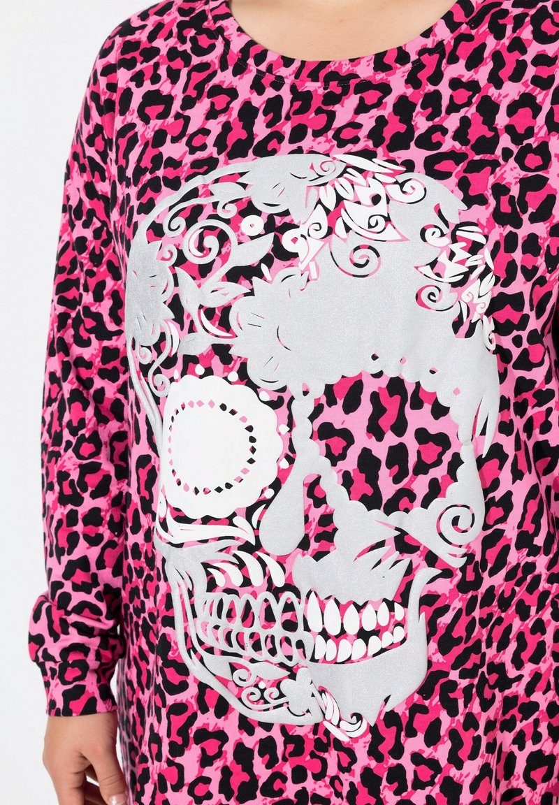 Sweat-shirt Femme Grandes Tailles Angel Of Style - Coupe Loose Fit, Manche Rose, Fentes Côtés, Message Smiley
