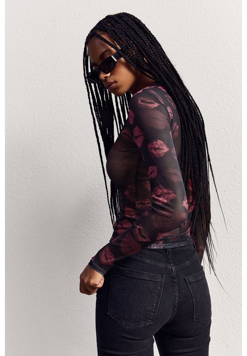 Bershka T-shirt à manches longues black/noir