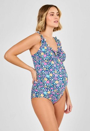 MATERNITY FIT FLORAL PRINT FRILL - Swimsuit - navy