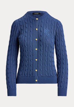 Lauren Ralph Lauren, CABLE-KNIT COTTON-BLEND CARDIGAN - Gilet - inky blue