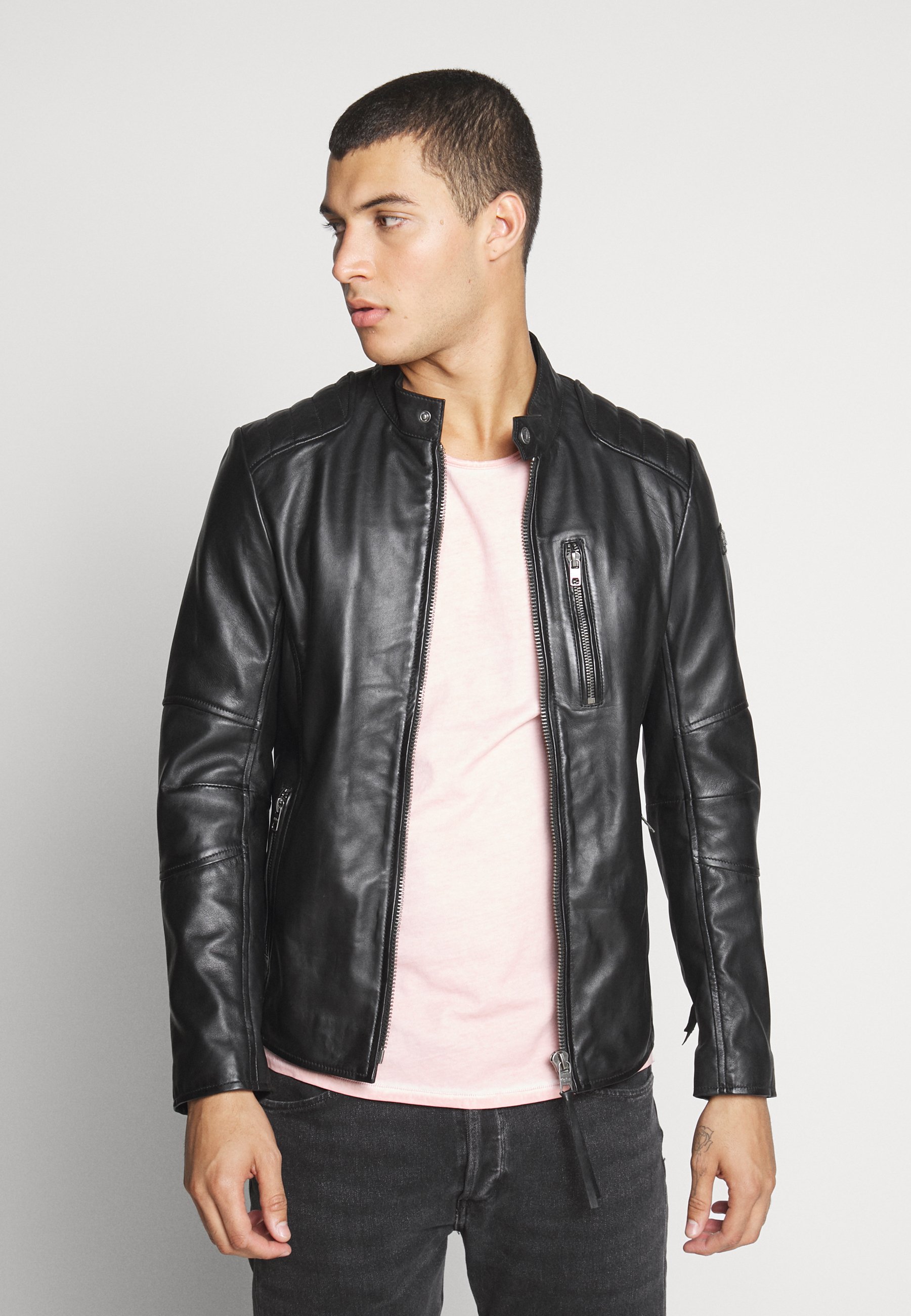 Tigha Sami Leather Jacket Black Zalando Co Uk