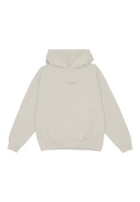 Sweat à capuche beige en tissu doux, doté d'une poche kangourou, de poignets côtelés et d'un petit logo "PEGAIDOR" centré sur la poitrine.