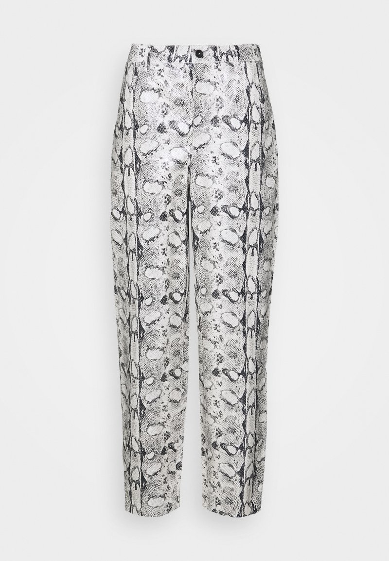 alberta ferretti Leren broek grijs gemêleerd alberta ferretti Leren broek grijs gemêleerd