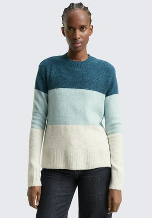 COZY COLOR BLOCK - Pullover - petrol mint/beige colorblock