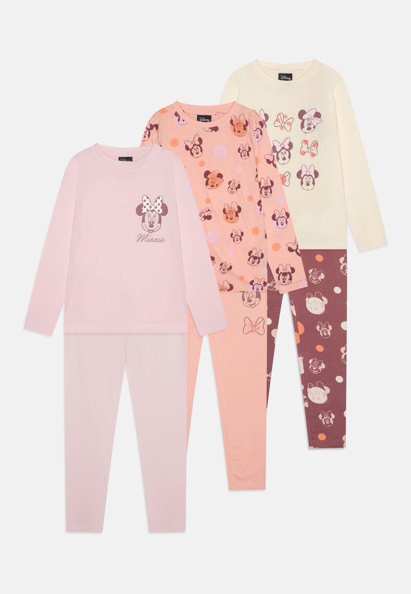 Friboo MICKEY MOUSE AND FRIENDS TRACKSUIT BOTTOMS PYJAMA SET 3 PACK - Nachtwäsche Set - off-white/pink/coral