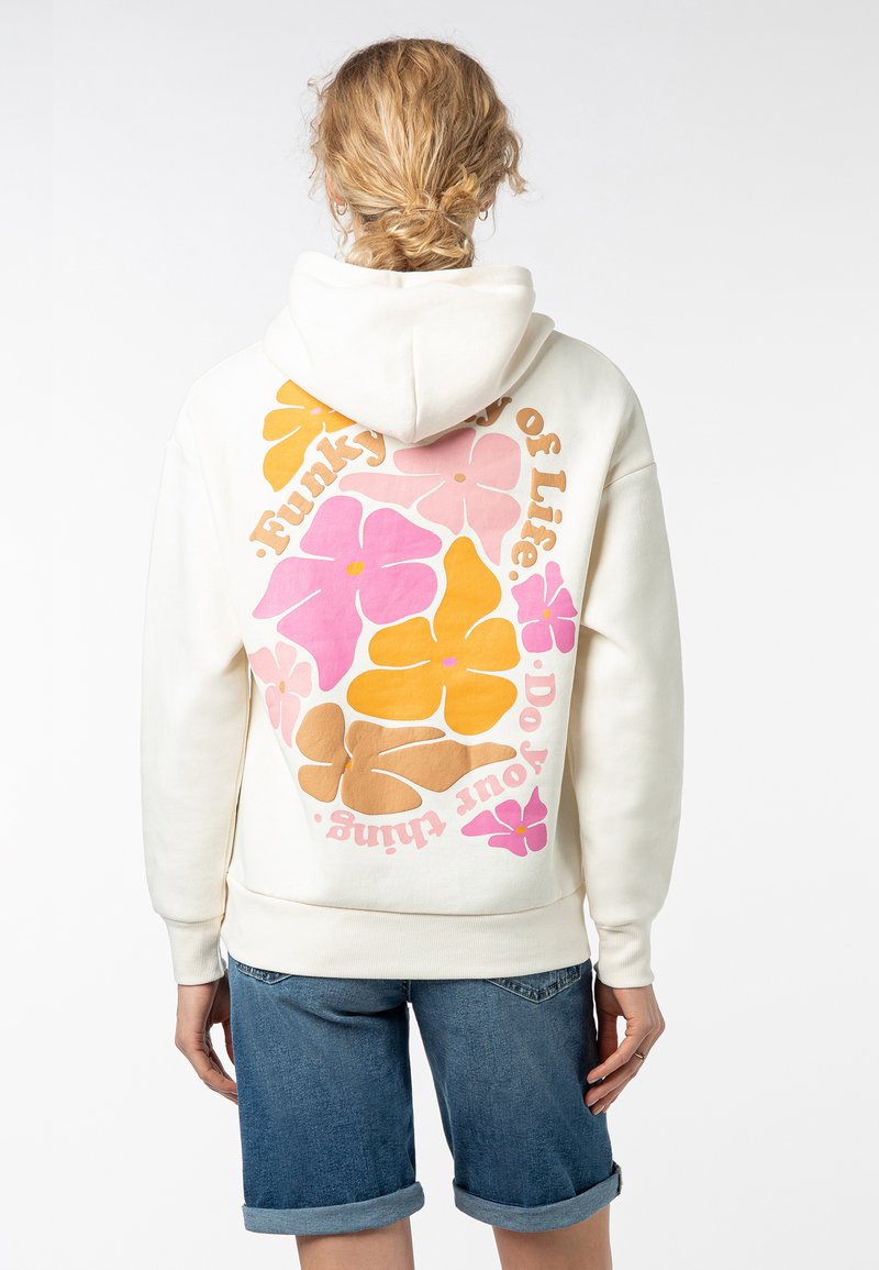Eight 2 Nine MIT BLUMEN BACKPRINT - Hoodie - light beige