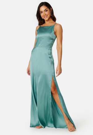 Bubbleroom DRAPY-BACK SLIT SATIN GOWN - Společenské šaty - green