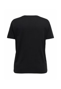Black cotton T-shirt with a simple crew neck design and short sleeves; smooth texture and relaxed fit, showcasing a plain back view.