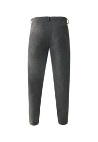 Grijze, slim-fit broeken met een gladde textuur, twee achterzakken en riemlussen; ontworpen voor een op maat gemaakte uitstraling met een moderne snit.