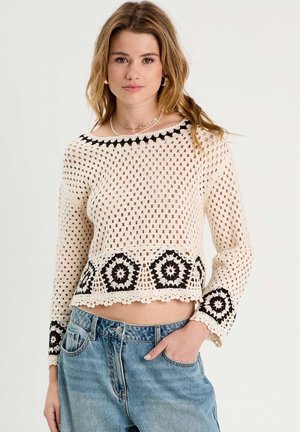 ZIEHEFFEKT HÄKELFADEN - Jumper - beige