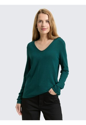 BASIC V-NECK - Strickpullover - deep meadow green