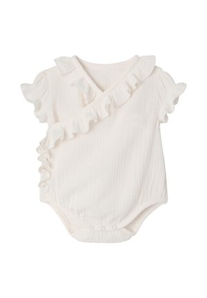 Vertbaudet, VERTBAUDET BABY WICKELBODY, KURZE BALLONÄRMELN MIT RÜSCHENBORTE - Basic T-shirt - wollweiß