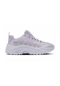 Scarpa sportiva di un delicato lavanda chiaro con tomaia in rete e sintetico, suola sagomata, design con lacci e una linguetta sul tallone. Presenta accenti testurizzati.