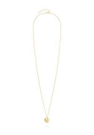 Vergoldete Halskette mit einer zarten Kette und einem herzförmigen Anhänger, der in der Mitte ein kleines Stern-Detail aufweist.