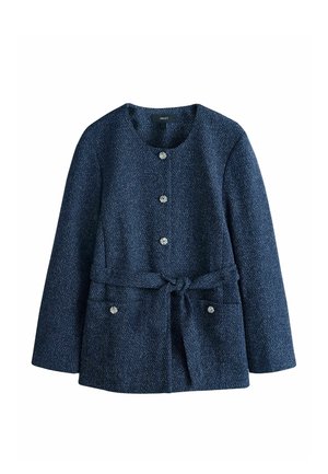 REGULAR FIT - FLECK BOUCLE BELTED  - Rövid kabát - navy