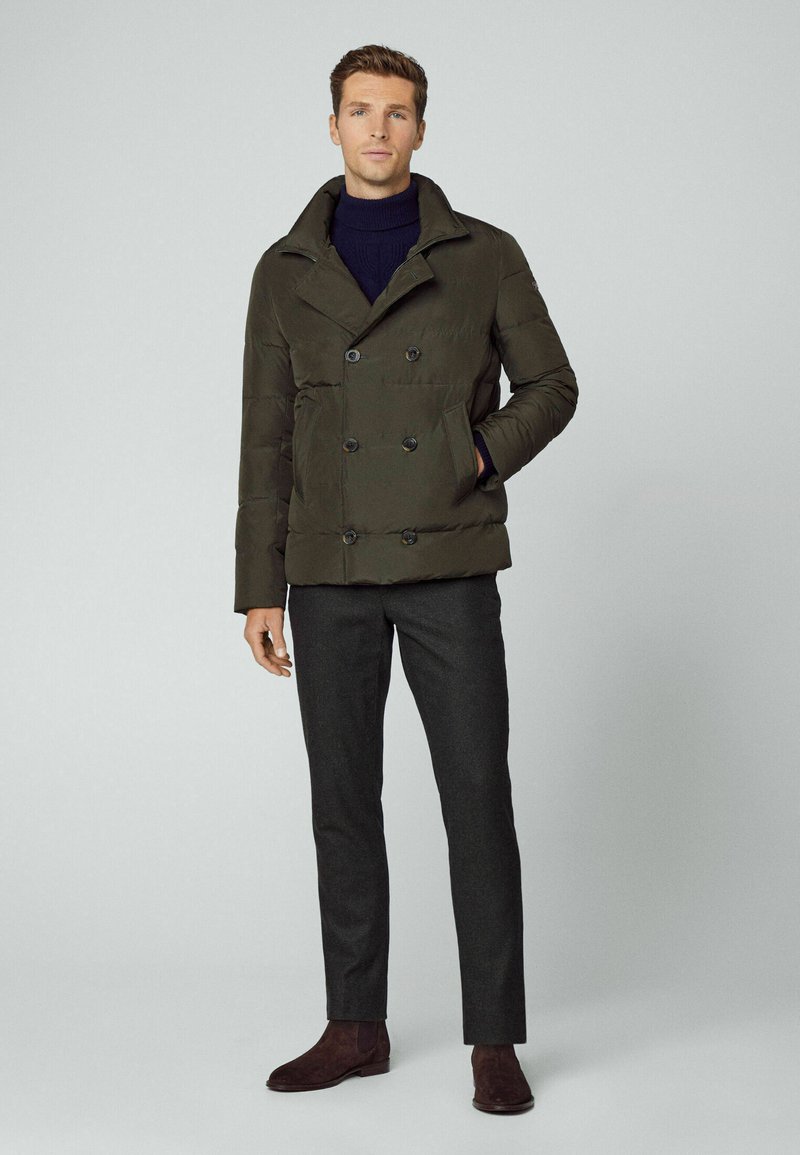 Hackett London Gewatteerde jas kaki