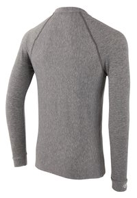 Langarmshirt van heather grijze stof, voorzien van raglansleeven, een ronde halslijn en aansluitende manchetten. Soepele textuur met minimale naden.