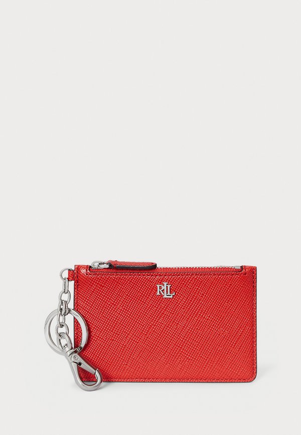 CROSSHATCH LEATHER ZIP CARD CASE - Wallet - bright vermillion