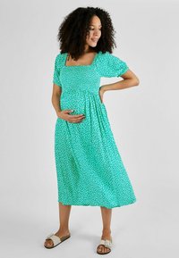 JoJo Maman Bébé SHIRRED MATERNITY MIDI REGULAR FIT - Rochie de zi - green ditsy