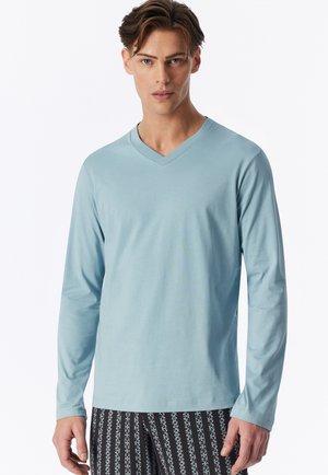 Schiesser, LANGARMSHIRT V-AUSSCHNITT - Pyjama top - eisblau
