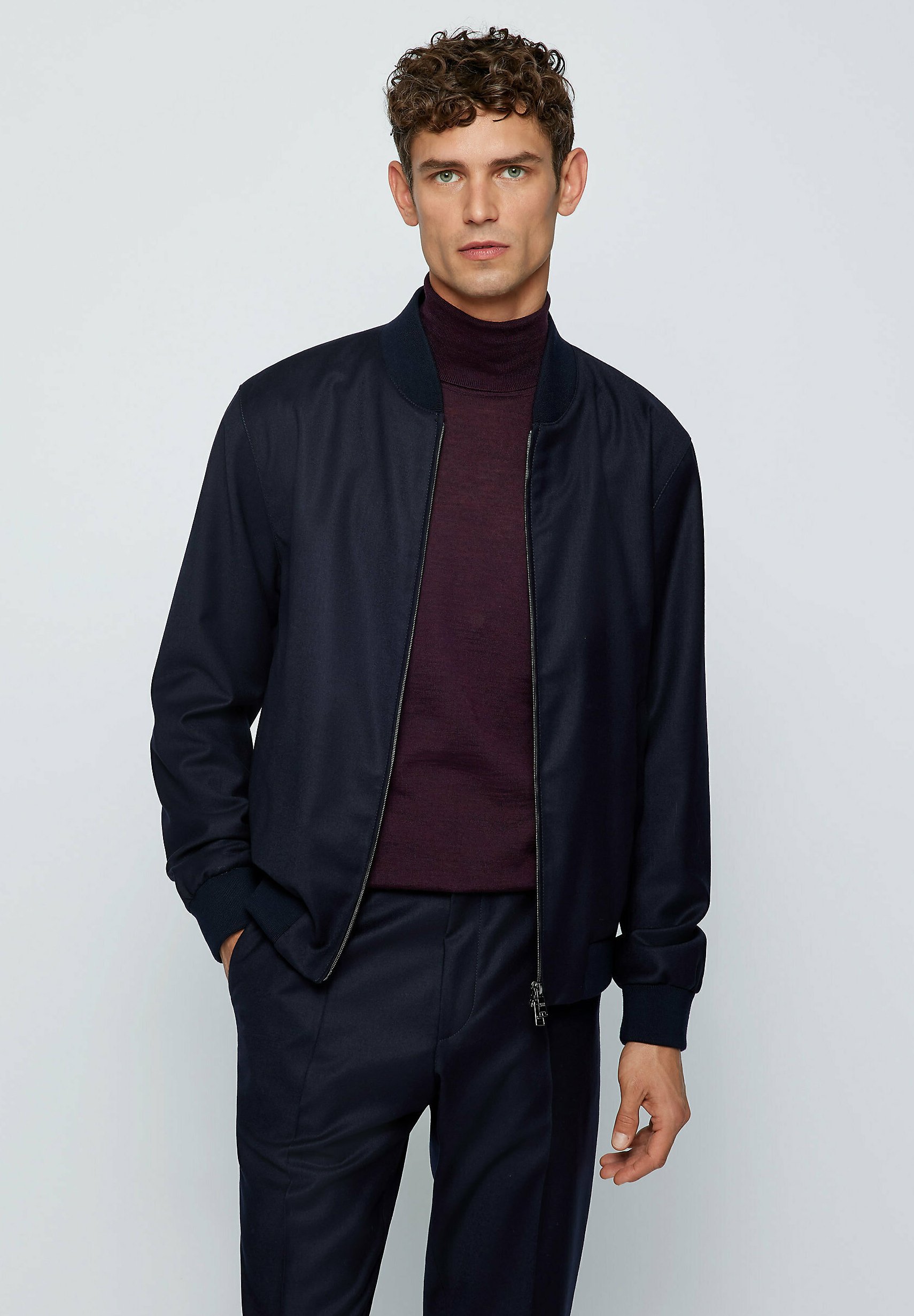 black smart bomber jacket