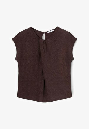 Motivi, T-SHIRT CON DRAPPEGGIO - T-shirts basic - marrone