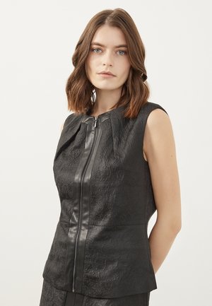 LEATHER DETAILED ZIPPED - Bodywarmer - black